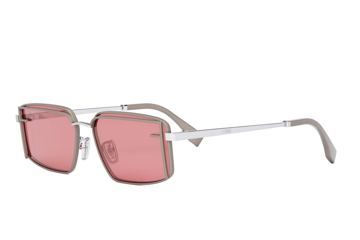 Fendi - First Sight Rectangular Sunglasses - (Brown/Silver | Pink)
